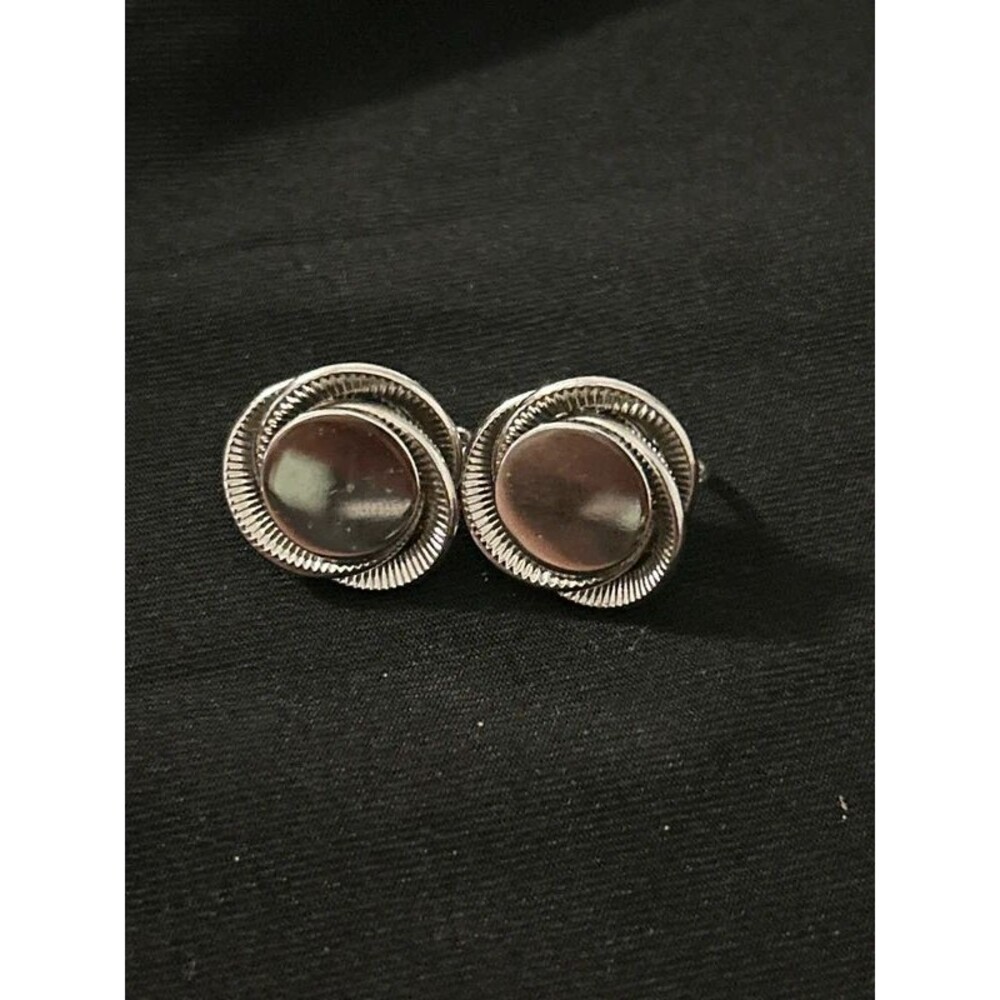 Vintage Silver-Tone Swirl Clip-On Earrings
